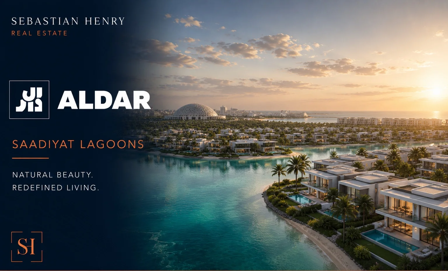 Sebastian Henry editorial artwork depicting the Saadiyat Lagoons architectural direction